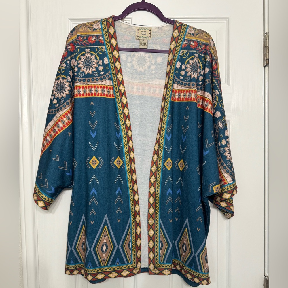 Flying Tomatoes boho cardigan Medium Large Aztec